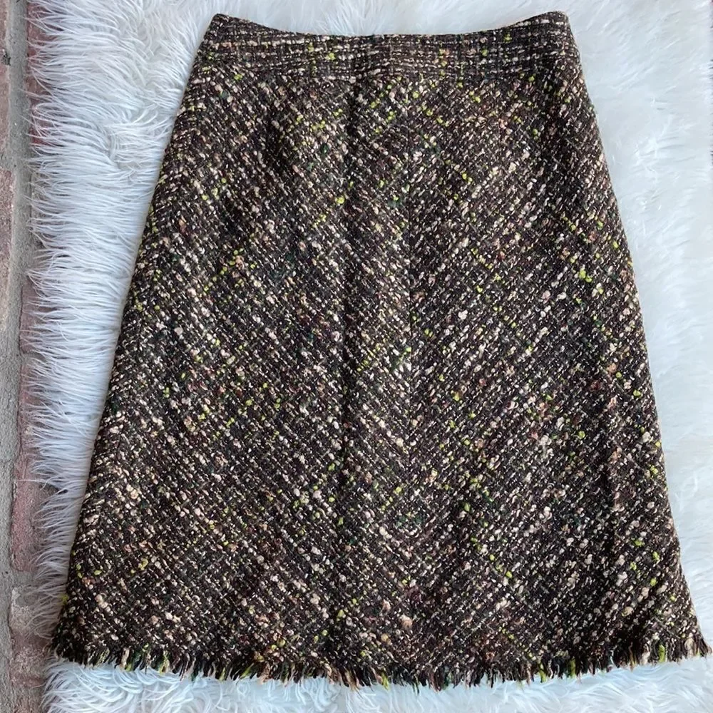 J Jill Multi Color Lined Wool Blend Textured Skirt Size 8
